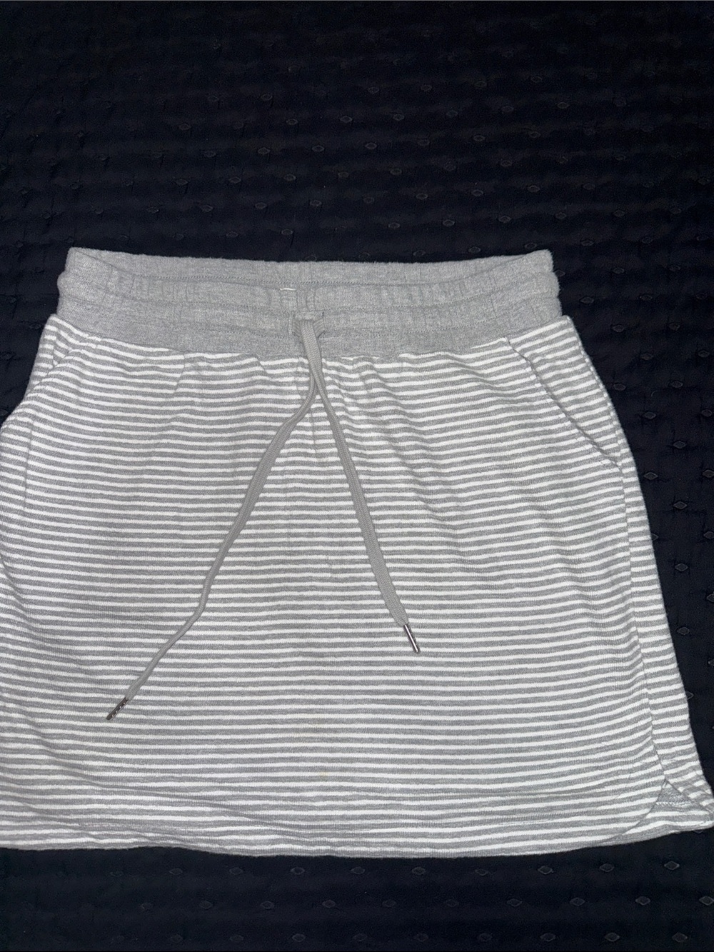 Maurices Gray & White Striped Drawstring Mini Skirt